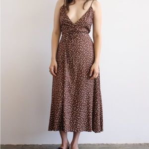 Ali Golden Brown Wrap Dress